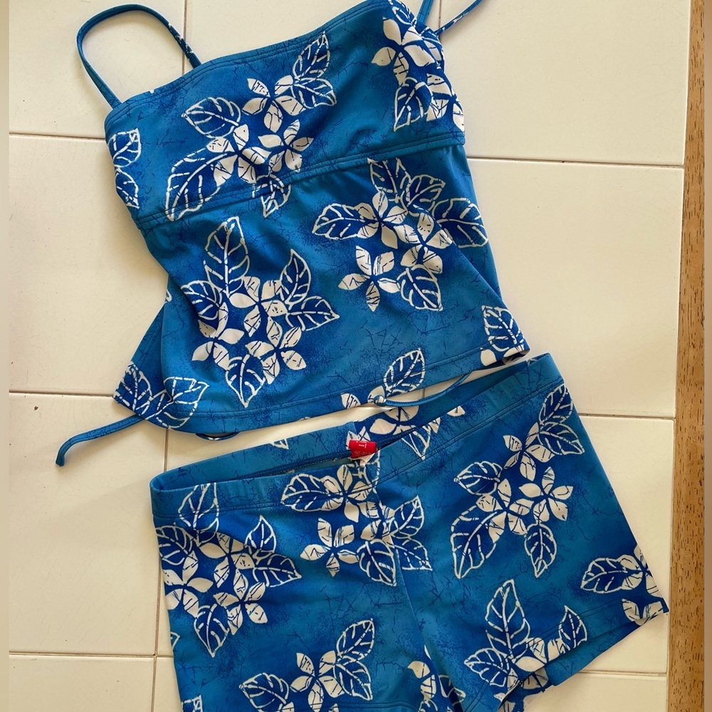 Vintage ESPIRIT Y2K Blue Hawaiian Two-Piece Set